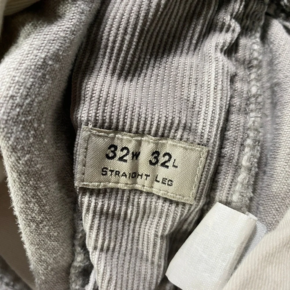 J Crew Mens Gray Straight Leg Corduroy Pants Size 32x32 Grey Stretch Lightweight